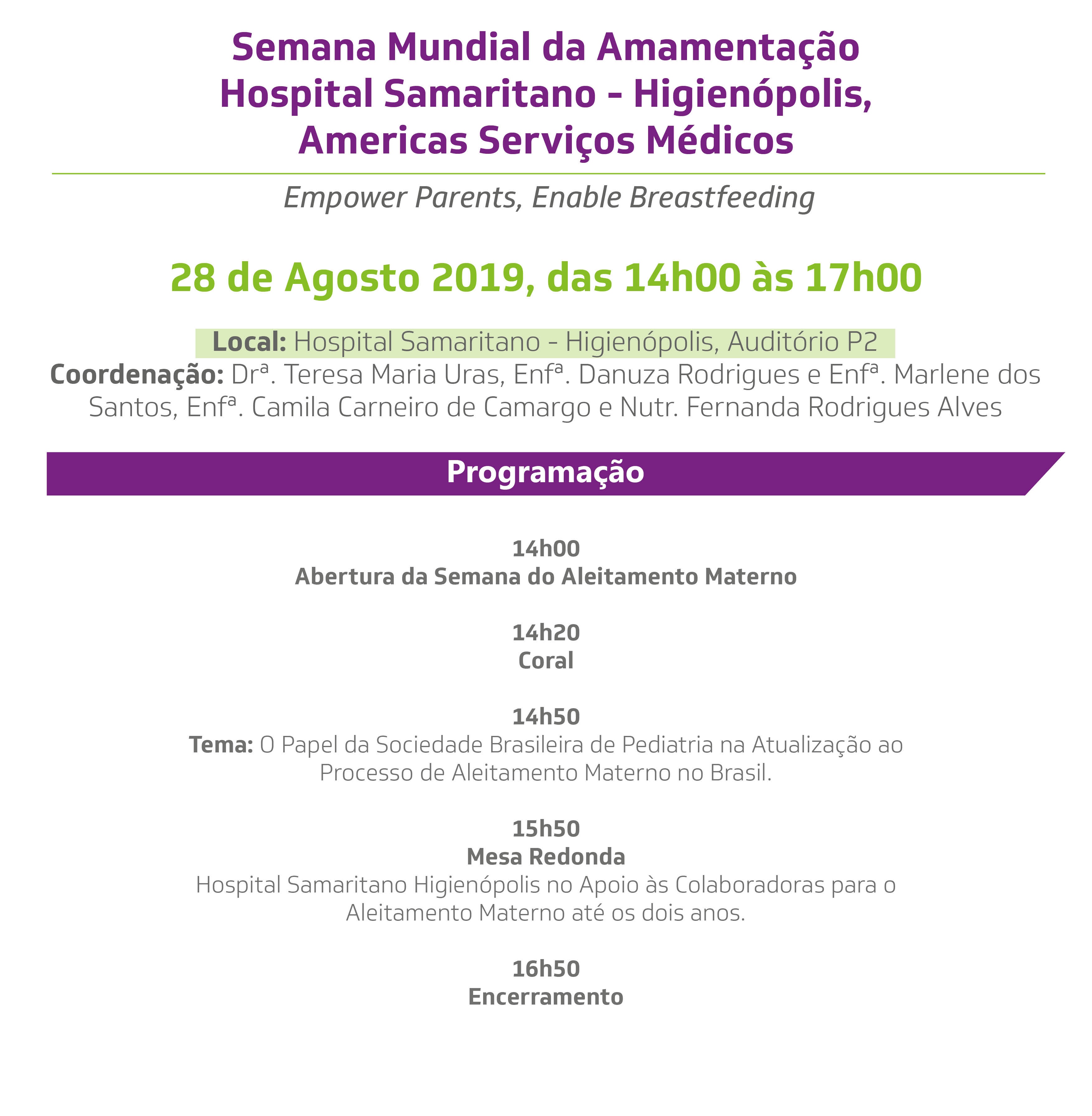Semana Mundial da Amamentação Hospital Samaritano