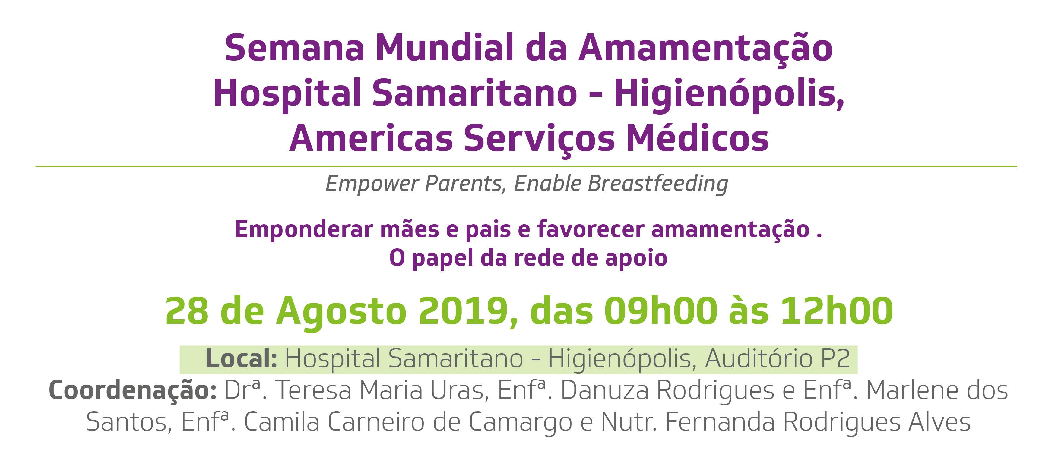 Semana Mundial da Amamentação Hospital Samaritano